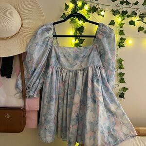 Linjia Shop Puffy Pink & Blue Mini Dress Size S